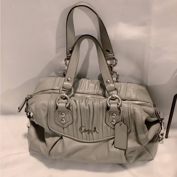 Genuine Leather Coach purse in Light Gray. - Picture 1 of 11